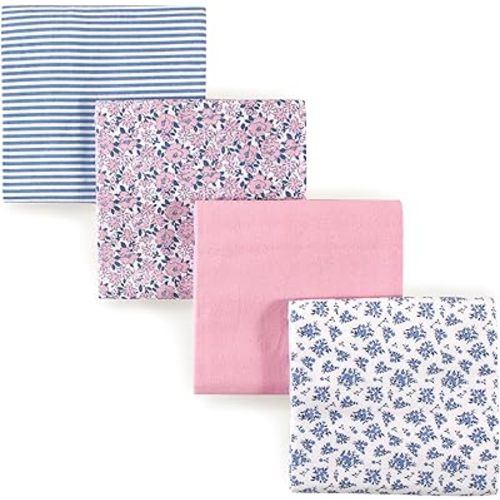 Hudson Baby Unisex Baby Cotton Flannel Receiving Blankets, Classic Floral, One Size