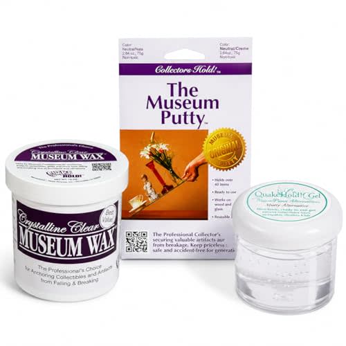 QuakeHold! 94311 3-Pack Museum Gel, Wax & Putty | Secure antiques, collectibles and décor with removable gel, wax and putty that helps keep valuables stable on many surfaces.