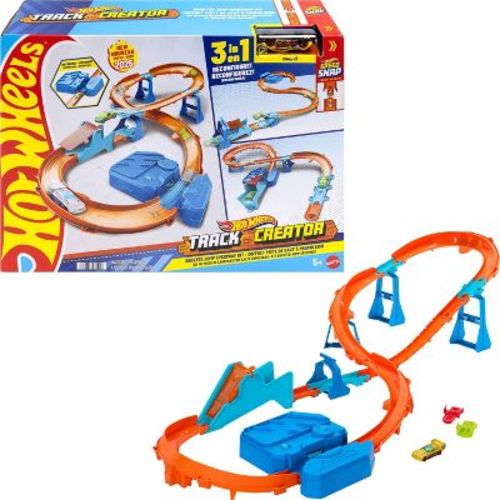 Hot Wheels Track Creator Boosted Jump Speedway Set with 1:64 Scale Toy Car and Motorized Booster