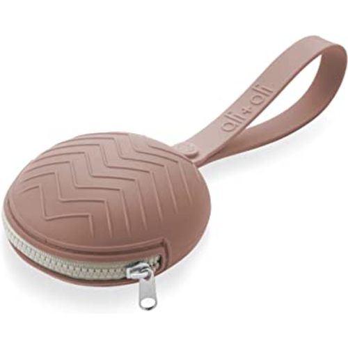 Ali+Oli BPA-Free Silicone Pacifier Holder Case (1-pk) Diaper Bag Accessory Newborn Travel Baby Pacifier Pouch (Cork)