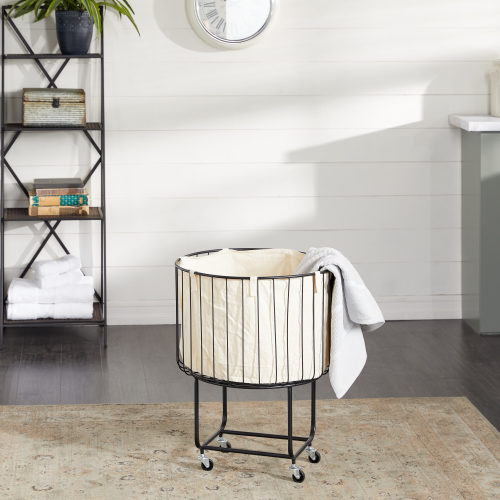 Grayson Lane Black Metal Laundry Cart
