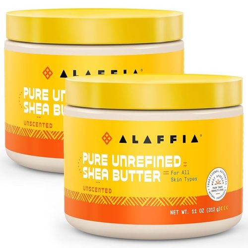 Alaffia EveryDay Shea Authentic Shea Butter, All Skin Types, Help Moisturize and Soften Skin with Shea Butter, Unscented, (2 Pack-11 Fl Oz Ea)