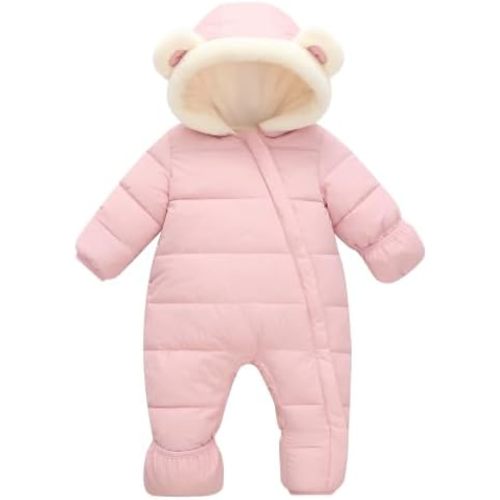 Baby Boys Girls Jumpsuit Fleece Lined Winter Coat 0-24 Months Romper Snowsuit Outwear
