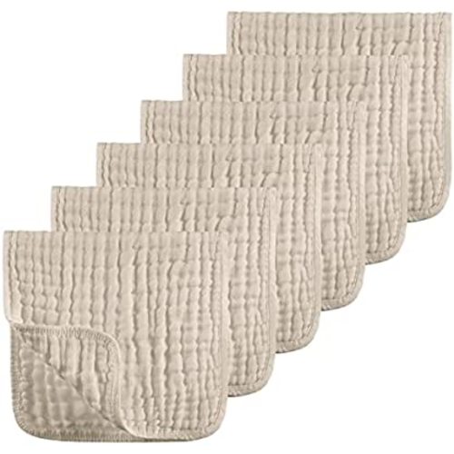 Muslin Burp Cloths 100% Cotton Muslin Cloths Large 20''x10'' Extra Soft and Absorbent 6 Pack Baby Burping Cloth for Boys and Girls by Looxii (Apricot)