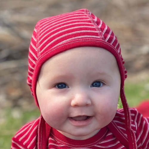 Hocosa Pilot-Style Baby Cap in Organic Merino Wool – Danish Woolen Delight