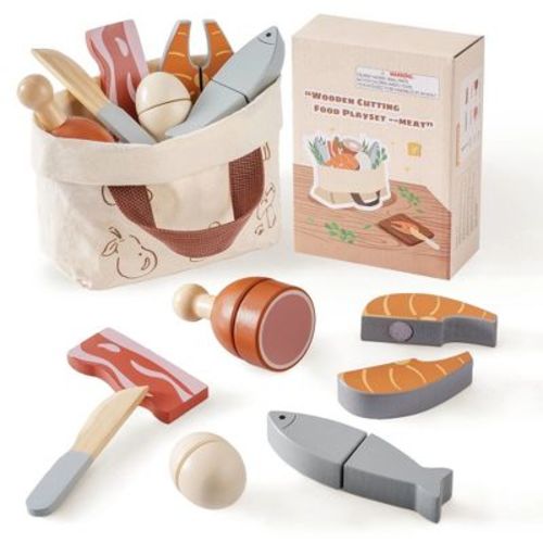 ROBOTIME Play Food and Toy Kitchens, Pretend Cutting Food Toys with Accessories, for Children's Gift, 7PCS, Multicolored, 5.91"*2.36"*4.71"