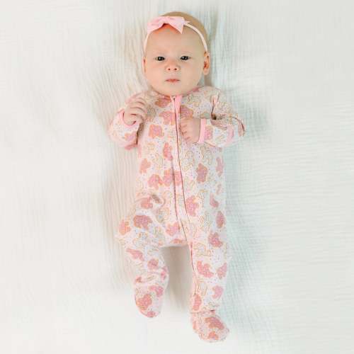 Animal Crackers Zip Footie - Pink