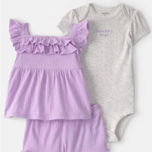 Baby Girl 3-Piece 'Mommy's Mini' Outfit Set - Purple/Grey | Carter's