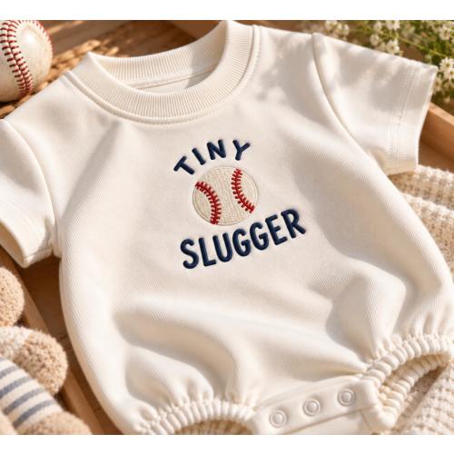 Tiny Slugger Embroidered Romper, Baseball Baby Outfit, Little Baseball Player Gift, Game Day Baby Gift, Newborn Baseball Romper