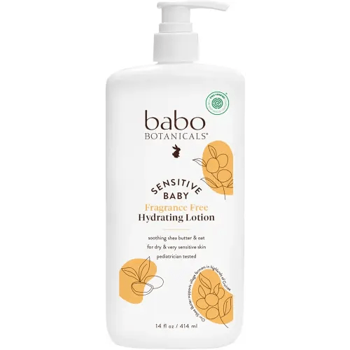 BABO Botanicals Sensitive Baby Fragrance-Free Daily Hydrating Baby Lotion - Shea Butter & Jojoba Oil - for Body & face - for Babies, Kids & Adults with Sensitive Skin - EWG Verified - Vegan