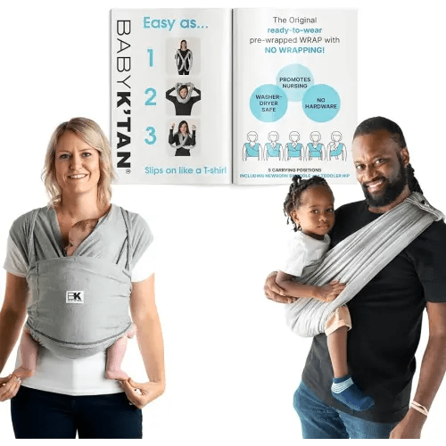 Original Baby K'tan Baby Carrier: #1 Easy Pre-Wrapped, Soft, Slip-On, No Rings, No Buckles | 5 in 1 Baby Sling for Hands-Free Comfort | Heather Grey | Large