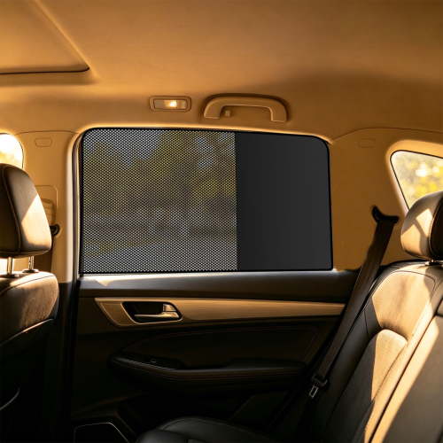 Magnetic Rear Side Window Sunshade for Cars - 30.7"x19.7" Semi-Transparent Mesh UV Blocker, Auto Heat Insulation Curtain, Universal Vehicle Window Shade (Black,A)