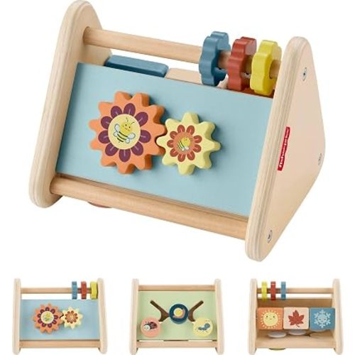 Fisher-Price Wood Baby Toy Play Time Activity Triangle, 3-Sided Wooden Fine Motor Developmental Play for Infants Ages 6+ Months 