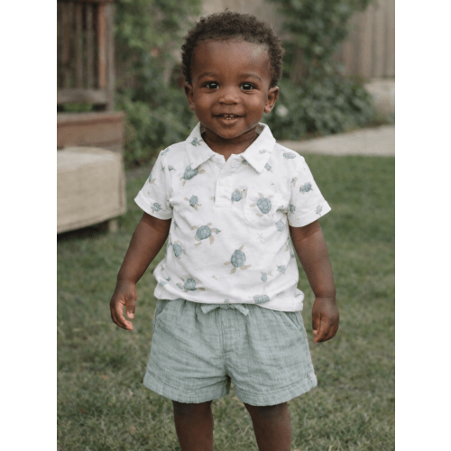 Polo Shirt & Casual Short Set, Sea Turtles