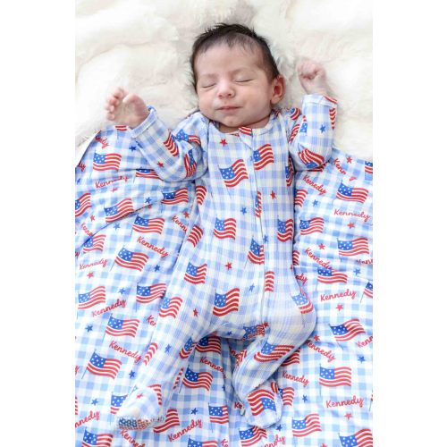 Bamboo Waffle Zipper Footie | Star-Spangled Picnic
