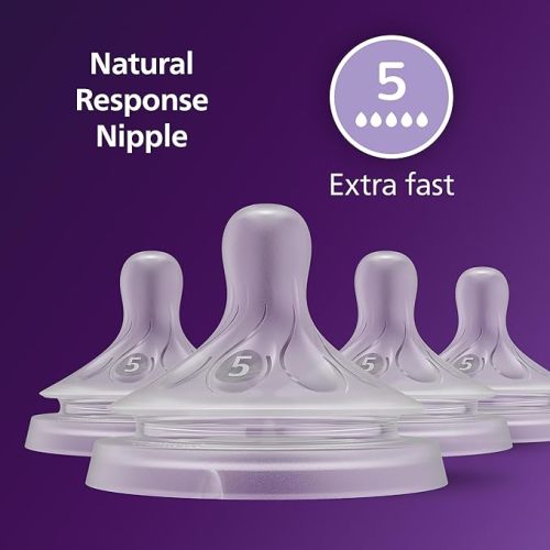 Philips Avent Natural Response Nipples, Extra Fast Flow (Flow 5), 4-Pack, SCY965/04