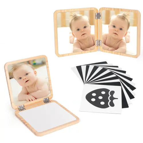 Woodtoe Tummy Time Mirror for Infant, 0-180° Adjustable Baby Mirrors w