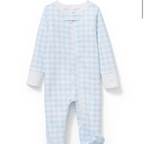 Baby's Pima Romper in Light Blue Gingham