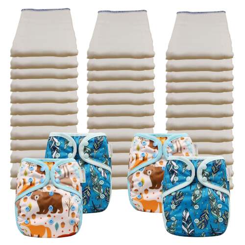 Unbleached Economy Prefold Diaper Packages with OsoCozy One Size Covers