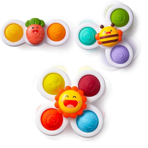LiKee Strong Suction Cup Fidget Rotating Sensory Bath Toys for Baby