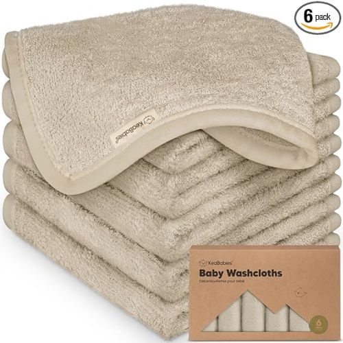 6-Pack Baby Washcloths – Soft Absorbent Viscose from Bamboo Washcloths for Face, Body, Baby Towels for Newborn, Kids, Toddlers,Infant,Gentle on Sensitive Skin,10x10 Reusable Face Towels(Earth Brown)