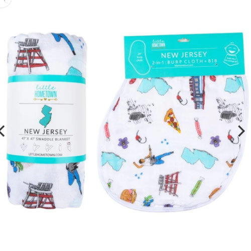 Gift Set: NJ Baby Muslin Swaddle Blanket & Burp Cloth Combo – Little Hometown