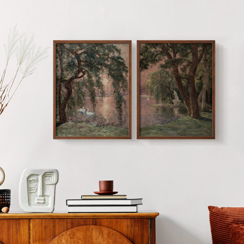 Red Barrel Studio® Vintage Landscape XI -Framed Giclee Print - Set of 2 | Wayfair