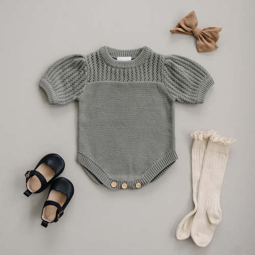 Sage Knit Shirt Romper (3-18m)