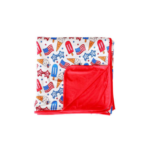 Double Sided Bamboo Blanket | Red, White & Cool