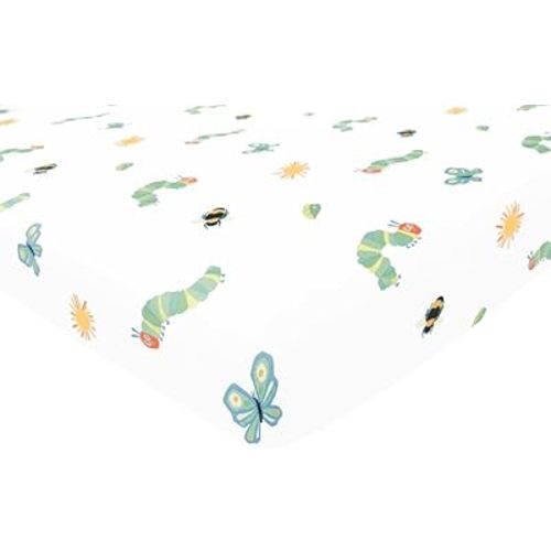 Kyte Baby Soft Crib Sheet - Standard Fitted Crib Sheet Made with Rayon from Bamboo, Ultra-Gentle and Breathable (Very Hungry Caterpillar)