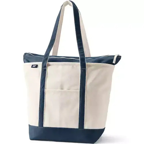 Large 5 Pocket Zip Top Canvas Tote Bag | Lands' End