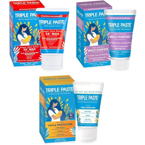 Triple Paste Gift Bundle: Diaper Rash Cream Ointment, 3X Max Strength, Multi-Purpose, 2oz Trio Kit