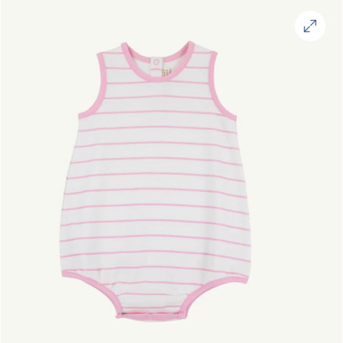 Patton Play Bubble - Pier Party Pink Stripe Girls Bubble Romper | One Piece