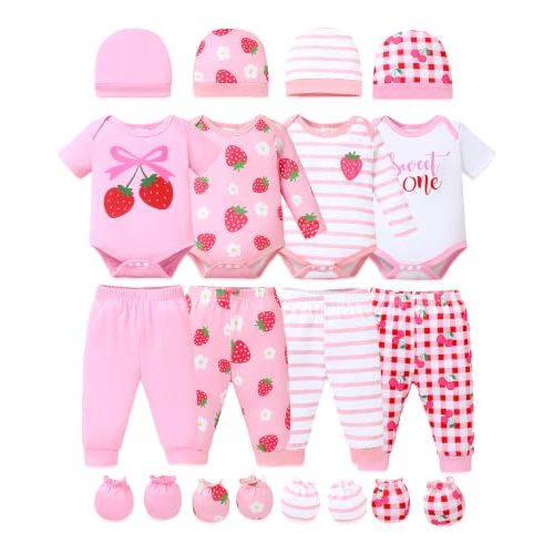 NZRVAWS Baby Girl Clothes Preemie Newborn Outfits Infant 20 PC 0-18 Months | Soft breathable fabric, easy-change snap closures, lightweight skin-friendly comfort