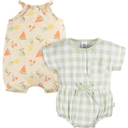 Gerber baby-girls Sleeveless and Short Sleeve Romper Set