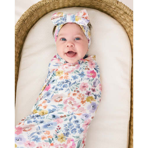 Tiny Blooms Swaddle & Luxe Bow Headband Set – Little Sleepies