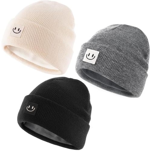 FURTALK Baby Toddler Winter Hat 3 Packs Baby Beanie Toddler Beanie Boys Girls Fleece Lined Kids Warm Knit Hats