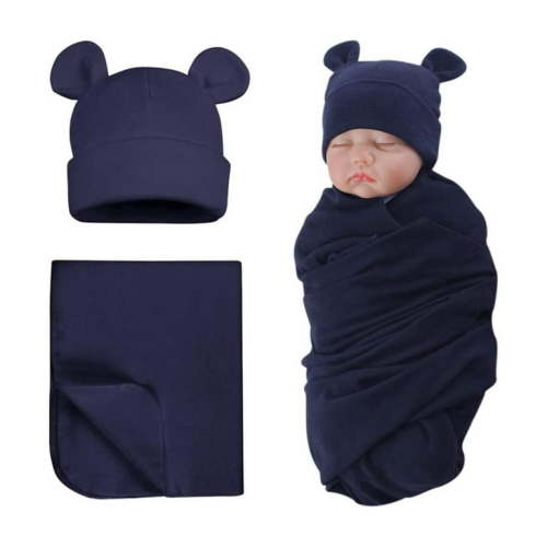 Entyinea Swaddle Blankets for Unisex Receiving Blanket Soft Breathable Baby Swaddles for Boys & Girls,Navy