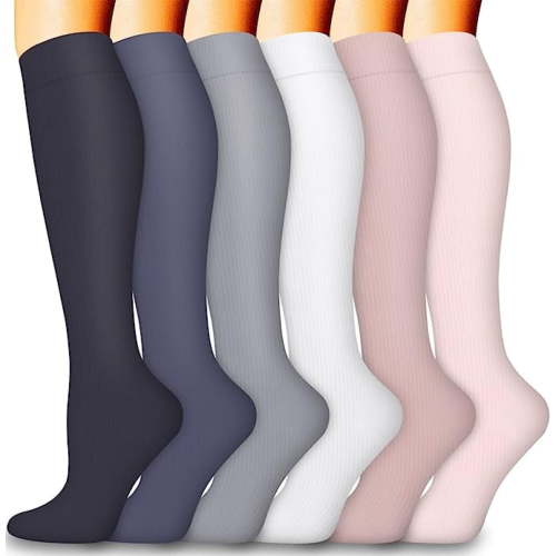 6 Pairs Compression Socks for Women and Men, Best Support for Running, Athletic, Travel, L/XL