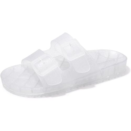 FUNKYMONKEY Women's Comfort Slides Double Buckle Adjustable EVA Flat Sandals