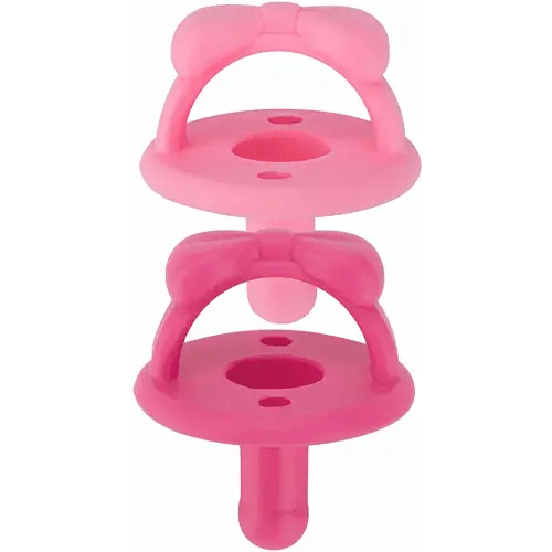 Itzy Ritzy Silicone Pacifiers for Newborn - Sweetie Soother Pacifiers Feature Collapsible Handle & Two Air Holes for Added Safety; for Ages Newborn and Up, Set of 2 in Cotton Candy & Watermelon