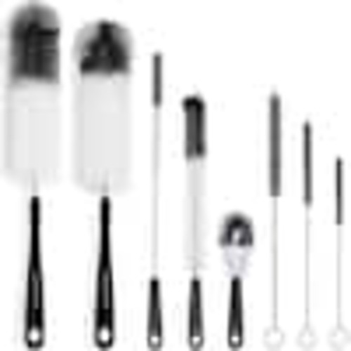 Wellco Bottle Brushes Cleaning Brush Set Black 8-Pack BB8PB