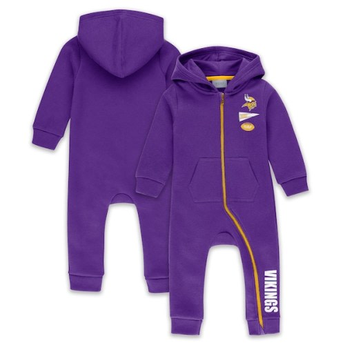 Infant & Newborn Minnesota Vikings WEAR by Erin Andrews Purple Hooded Fleece Coverall
