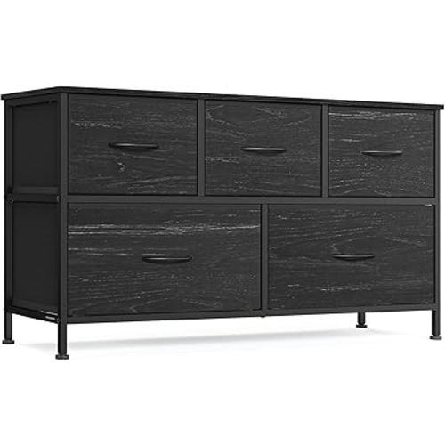 SONGMICS Dresser for Bedroom, Wide Dresser with 5 Fabric Drawers