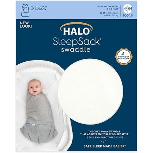 HALO Sleepsack 100% Cotton Swaddle, Cream, Small