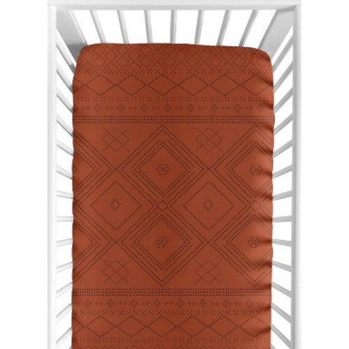 Sweet Jojo Designs Gender Neutral Baby Fitted Crib Sheet Boho Dot Orange and Black