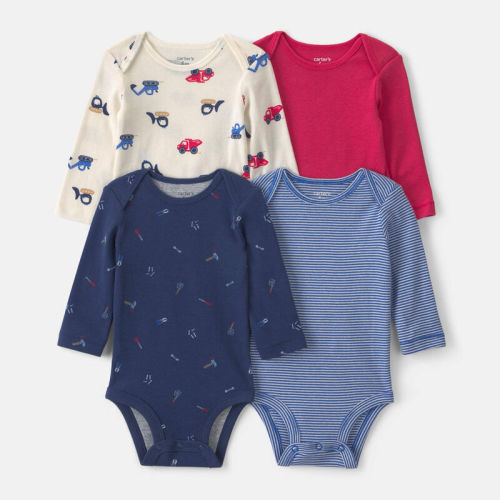 Baby Boy 4-Pack Construction Long-Sleeve Multipack Bodysuits | Carter’s Oshkosh Canada