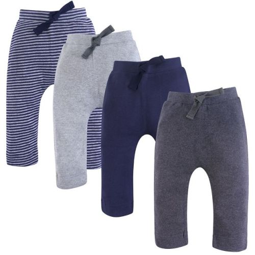 Touched by Nature Basics Infant Baby Organic Cotton Pants 4-Pack, Ocean Stone, 0-3 Months