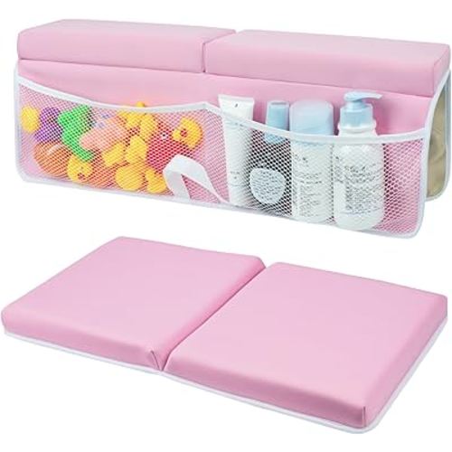 Baby Bath Kneeler and Elbow Rest Pad Set,Soft and Comfortable with 4 Toy Storage Bags,Non Slip and Quick Drying Thick Bath Kneeler and Elbow Rest Pad Set,Ideal Bath Kneeling Pad for Bathing Baby