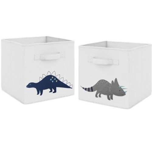 Sweet Jojo Designs Fabric Storage Bins Dinosaur Set Mod Blue and Green